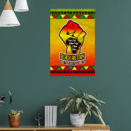 Poster História Negra com Mapa da África e Punho no Grung
