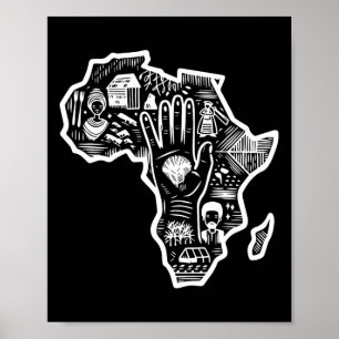 Poster História Negra Mês África Mapa Design Arte de Unid