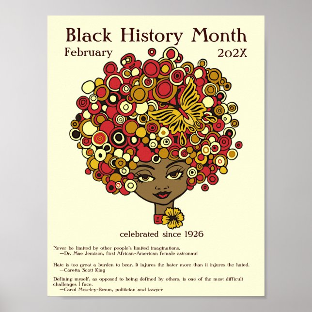 Poster História Negra Mês, bela mulher retrô (Frente)