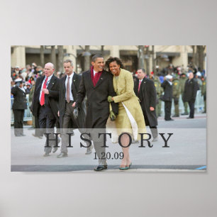Poster HISTÓRIA: Presidente e Sra. Obama na inauguraçã