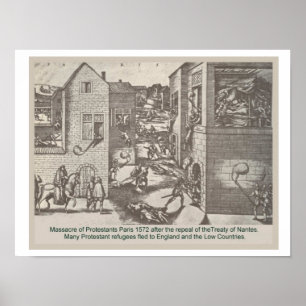 Poster História, reforma, massacre dos protestantes