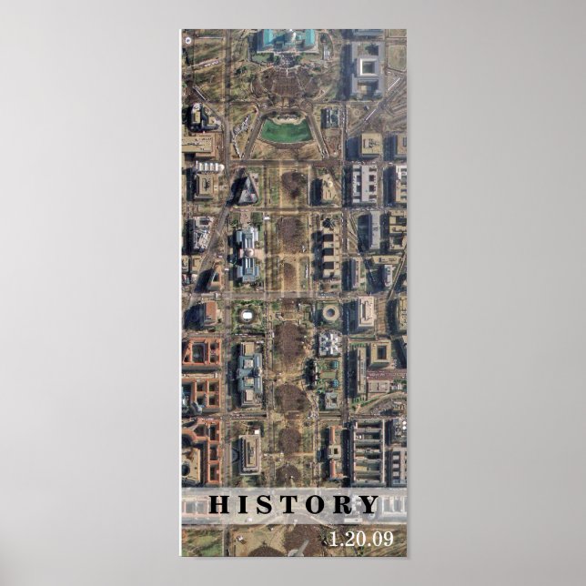 Poster HISTÓRIA: Vista aérea da posse de Obama em DC (Frente)