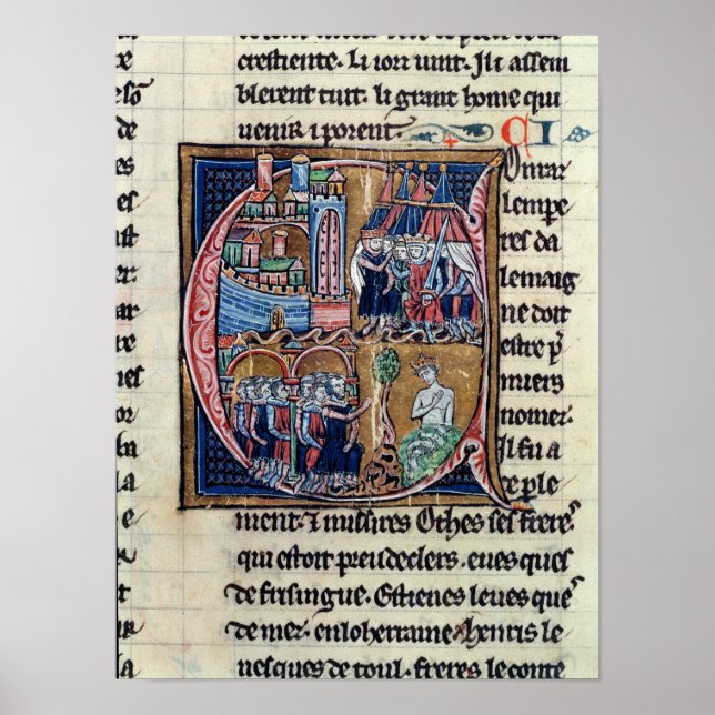 Poster Historiado "C" inicial que representa Conrad III (Frente)