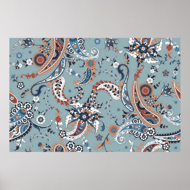 Poster Historial de tendências sem costura com paisley na (Frente)