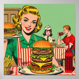 Poster Histórias em quadrinhos do Burger Retro