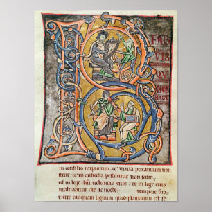 Poster Historiated rubrica "B" que descreve o rei David