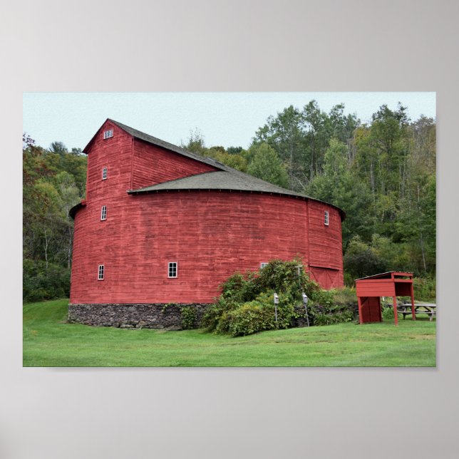 Poster Historic Red Round Barn, Halcottsville, New York (Frente)