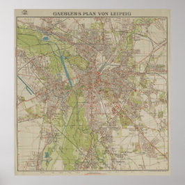 Poster Historical Map of Leipzig by Gaebler 1940 Edition