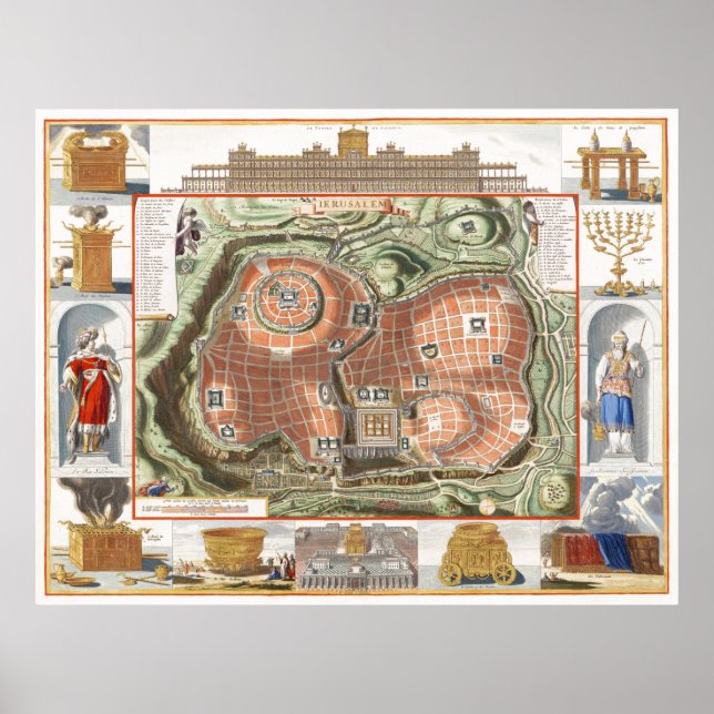 Poster Historical map of the Temple Mount of Jerusalem (Frente)