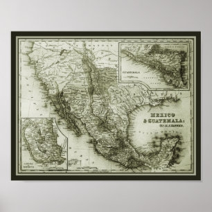 Poster histórico do mapa México e do
