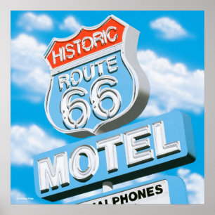 Poster histórico do motel da rota 66