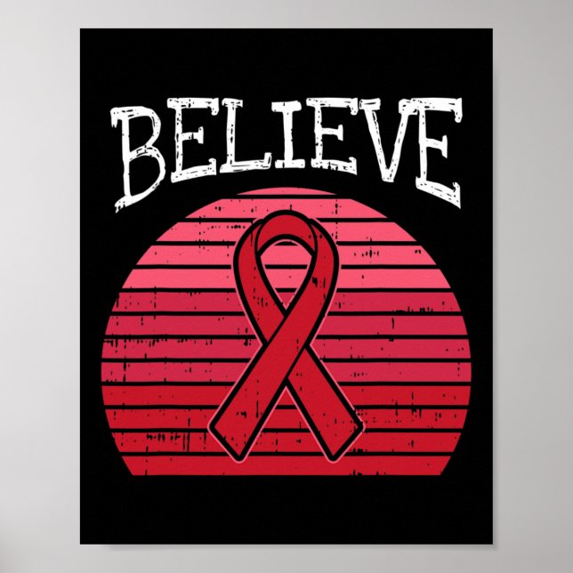 Poster Hiv Aids Red Ribbon Aneurysm Cérebros Awarenes (Frente)