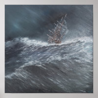 HMS Beagle em uma tempestade ao largo de Cape Horn