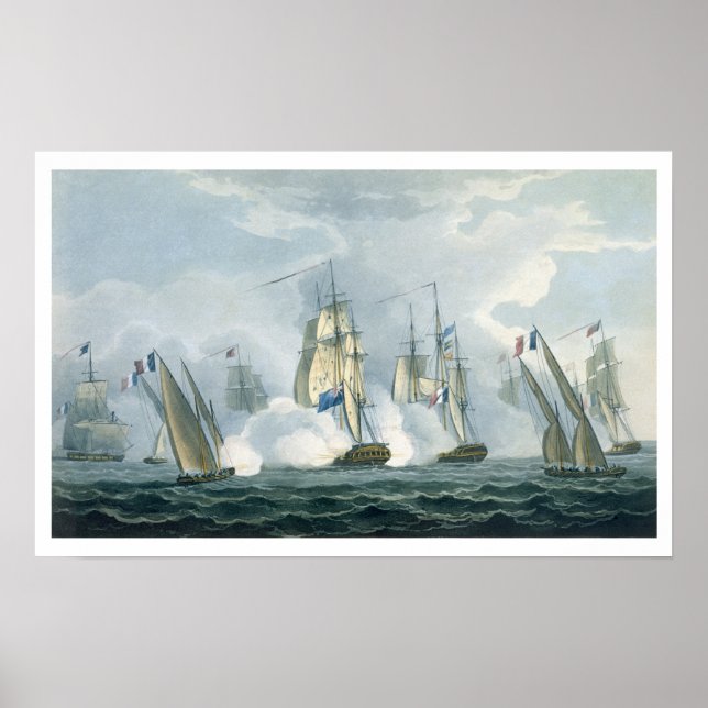Poster HMS Sirius, Capitão Rowse engajando um Esquadrão F (Frente)