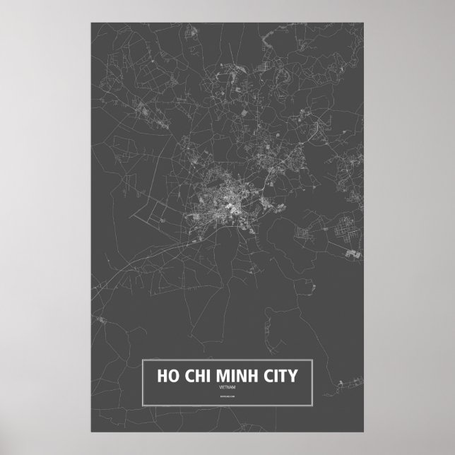 Pôster Ho Chi Minh City, Vietnã (branco a preto) (Frente)