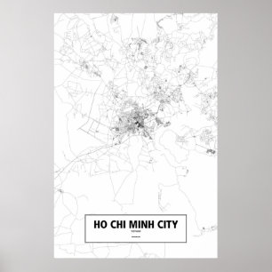 Pôster Ho Chi Minh City, Vietnã (preto no branco)