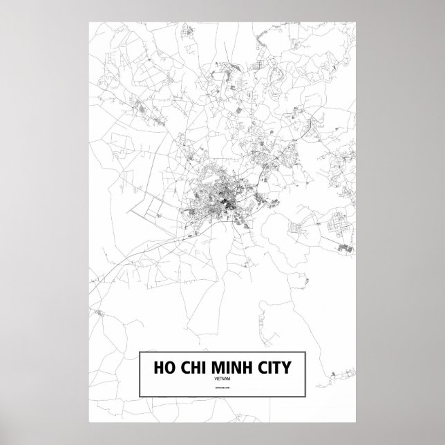 Pôster Ho Chi Minh City, Vietnã (preto no branco) (Frente)