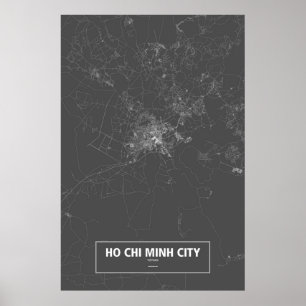 Pôster Ho Chi Minh City, Vietnam (branco no preto)
