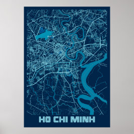 Poster Ho Chi Minh - Mapa da Cidade da Paz do Vietnã