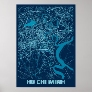 Poster Ho Chi Minh - Mapa da Cidade da Paz do Vietnã