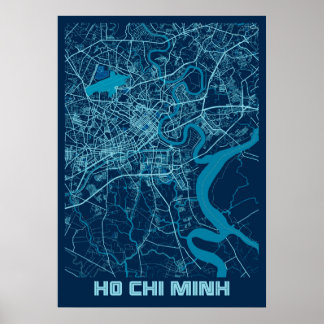 Poster Ho Chi Minh - Mapa da Cidade da Paz do Vietnã