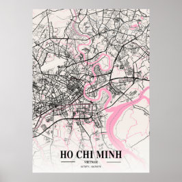 Poster Ho Chi Minh - Mapa da Cidade napolitana do Vietnã