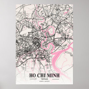 Poster Ho Chi Minh - Mapa da Cidade napolitana do Vietnã