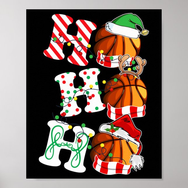 Poster Ho Ho Basball Luz Santa Hat rena ELF (Frente)