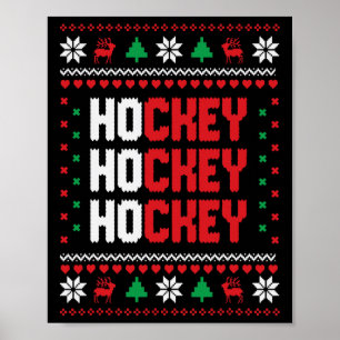 Poster Ho Ho Ho Hockey Camisola Feia de Natal Férias Hoc