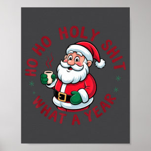 Poster Ho Ho Ho Santo Que Ano Roupa de Natal Pai Natal Di