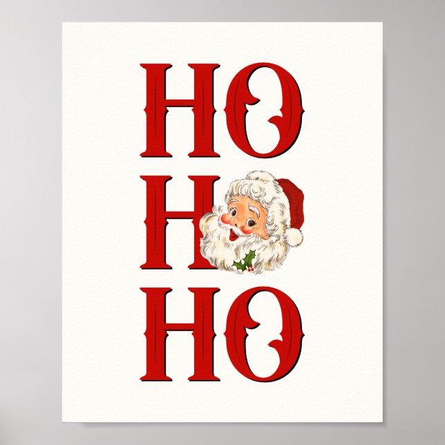 Poster Ho Ho Ho Vintage Papai noel Natal (Frente)