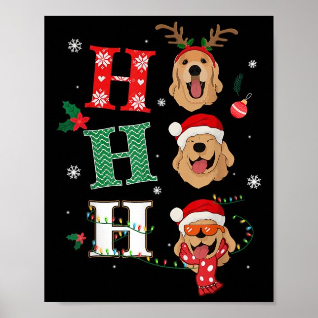 Poster Ho Ho Retrievers Ouro Xmas Outdoor Natal C (Frente)