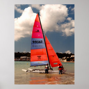 Pôster Hobie catamaran pronto para velejar