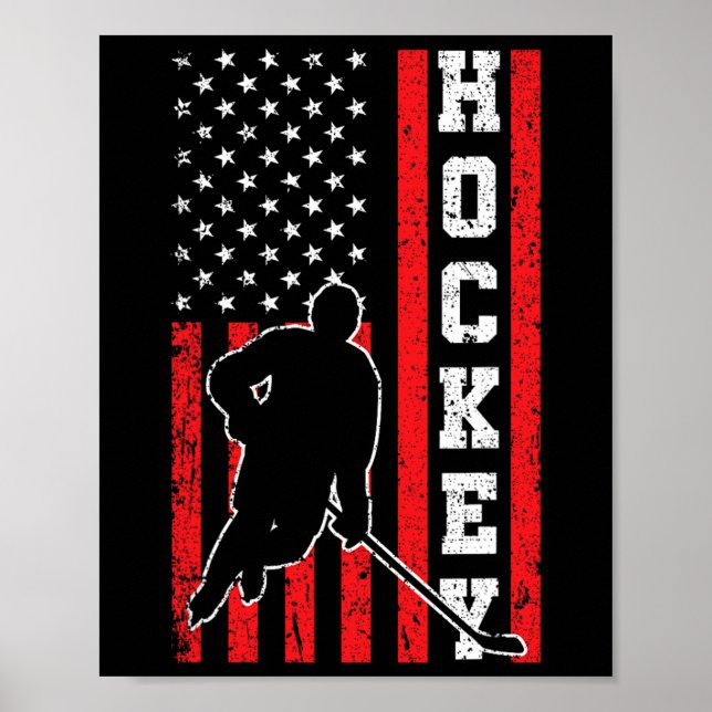Poster Hockey American Flag Men 4 de julho (Frente)