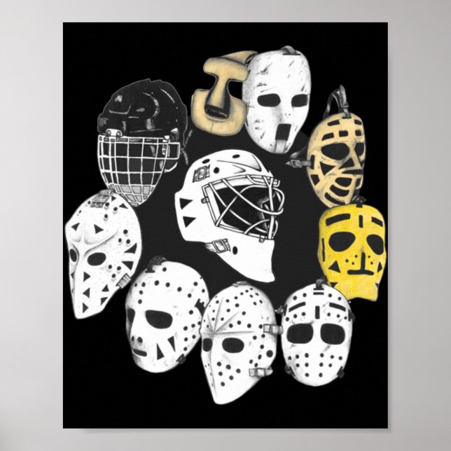 Poster Hockey Goalie Mask Evolution Heritage Vintage Mode (Frente)