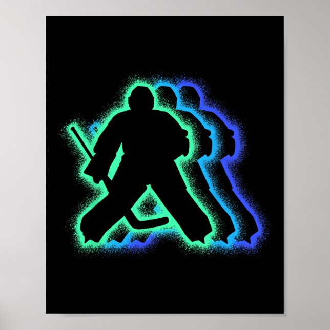 Poster Hockey Goalkeeper Silhouettes Men Boys Ice Hockey  (Frente)