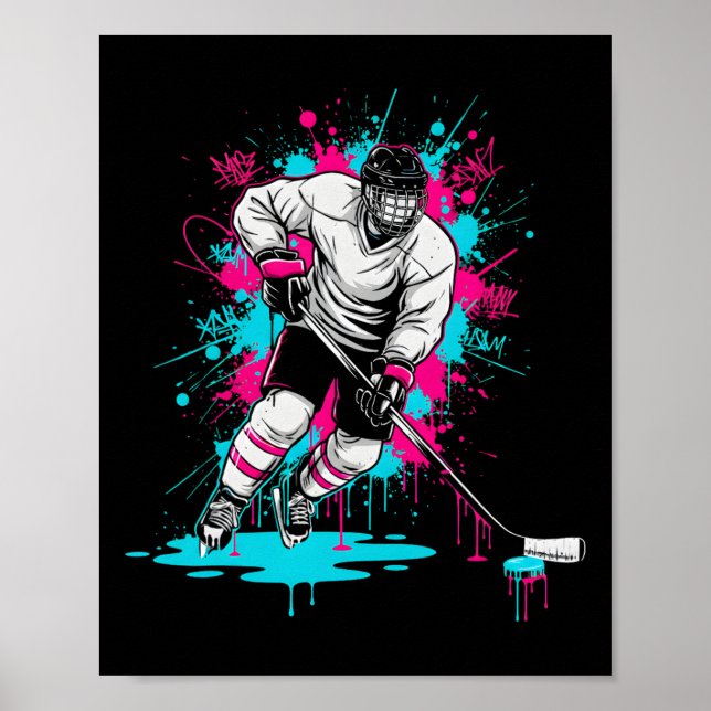 Poster Hockey Ice Cream Drip Boys Ice Hockey Youth Player (Frente)