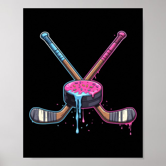 Poster Hockey Ice Cream Drip Boys Youth Kids Men Women Dr (Frente)