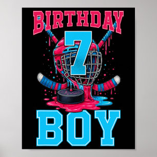 Poster Hockey Menino de 7 Anos de Idade Sorvete Drip 7º A