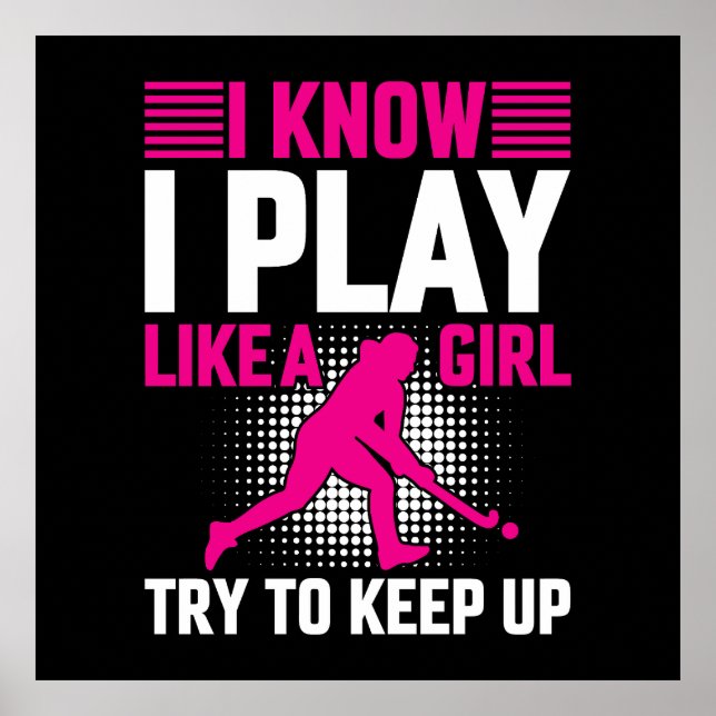 Poster Hockey Play Like a Girl Cerâmica (Frente)