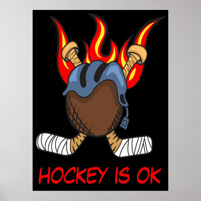 Poster Hockey Puck em Chamas com uma citação, Esporte Eng (Frente)