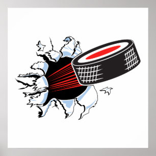 Pôster hockey puck ripping through