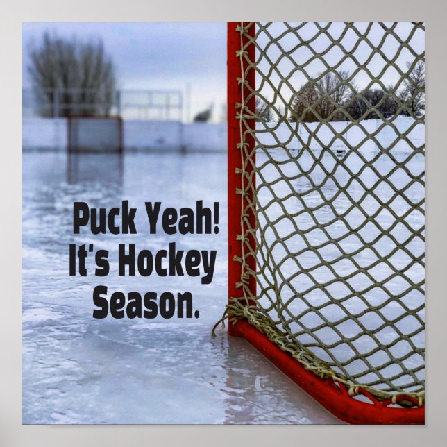 Poster Hockey Season Ice Frio Engraçado Humor Puck (Frente)