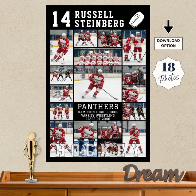 Poster Hockey Senior Graduation 18 Photo Collage (Criador carregado)