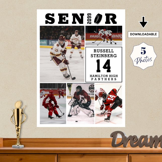 Poster Hockey Senior Night 5 Photo Collage (Criador carregado)