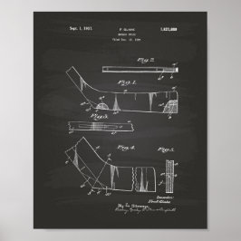 Poster Hockey Stick 1929 Patent Art - Chalkboard