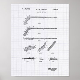Pôster Hockey Stick 1935 Patent Art - Lined Peper