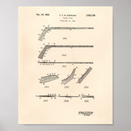 Poster Hockey Stick 1935 Patent Art - Old Peper