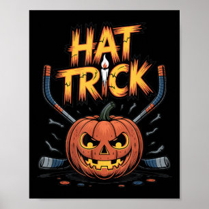 Poster Hockey Truque Halloween Soky Abóbora Hóquei no Gel