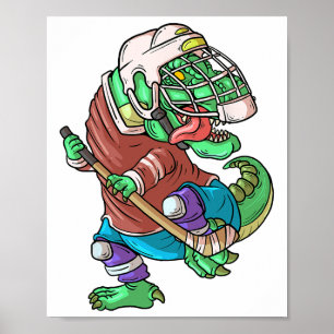 Poster Hockeysaurus Crianças T-rex Dinossauro Com P